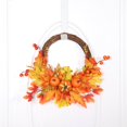 thumbnail image 5 of 14 Inch Artificial Fall Rattan Wreath Harvest Thanksgiving Halloween Home Decor for Front Door with Pumpkins Maple Leaf Berry, 5 of 5