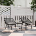 thumbnail image 2 of Outsunny Ensemble Bistro de Mobilier de Patio en Osier 3 Pcs avec Coussin, Noir, 2 of 10