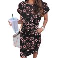 thumbnail image 1 of Robes Femmes Décontractées Col Rond Bretelles Manches Courtes Imprimé Floral Robe Ample avec Poches Robe d'Été Ligne A Robes d'Été pour Femmes 2023 en Liquidation, 1 of 6