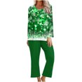 thumbnail image 1 of Pisexur Pyjama de Noël pour Femmes Ensemble Deux Pièces Tendance des Fêtes Imprimé Flocon de Neige Pyjamas de Noël Décontractés Manches Longues Col Rond Hauts Pantalons de Pyjama Tenue de Nuit, 1 of 5