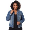 thumbnail image 2 of GRACE & GRANDEUR Veste en Denim Effiloché Délavée à Boutons devant pour Femme Grande Taille Bleu 3X, 2 of 6