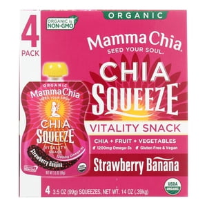 Mamma Chia Organic Squeeze Vitalité Snack - Banane de fraise - Cas de 6 - 3.5 Oz. - Oui.