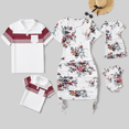 thumbnail image 1 of PatPat Family Matching All Over Floral Print Short-sleeve Drawstring Ruched Bodycon Dresses and Colorblock Short-sleeve T-shirts Sets, 1 of 6