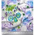 thumbnail image 1 of Soimoi Modal Satin Fabric Skull,Rose & Anemone Flower Printed Fabric 1 Yard 42 Inch Wide, 1 of 3