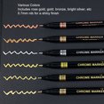 thumbnail image 4 of Metallic Paint Pen Set, Mirror Marker Multipurpose Rose Gold Bronze Long Lasting Shiny Finish 0.7mm Tip Fade  With Elimination Pen For Glass For Poster, 4 of 8