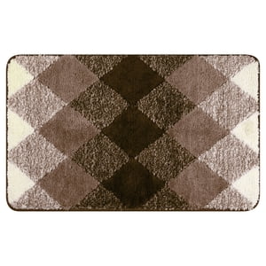 REGALWOVEN Geometric Pattern Bathroom Rug Mat, Soft Absorbent Bath Mat, Non-Slip Carpet for Tub, Shower, Home Decor Brown 20" x 32"