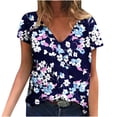 thumbnail image 1 of Hauts d'Été pour Femmes Manches Courtes Femmes Blouse d'Été Imprimée T-Shirts Décontractés Col en V Manches Courtes T-Shirts Hauts, 1 of 1