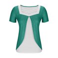thumbnail image 4 of Timegard Hauts d'Été pour Femmes Grande Taille Col Carré en V Croisé Manches Courtes Décontracté Confortable Blouse, 4 of 6