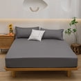 thumbnail image 4 of Summer Savings Kcavykas Solid Color Washed Cotton Fitted Sheet Single Piece Mattress Pad Ash Proof Protective Cover Bed Sheet Cover, 4 of 6