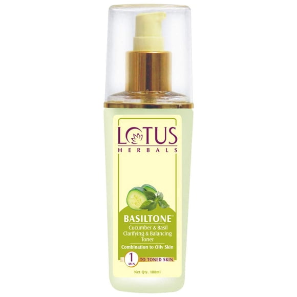 Lotus Herbals Basiltone Tonifiant et Équilibrant pour la Peau avec Concombre et Basilic pour Peau Mixte et Grasse 100 ml