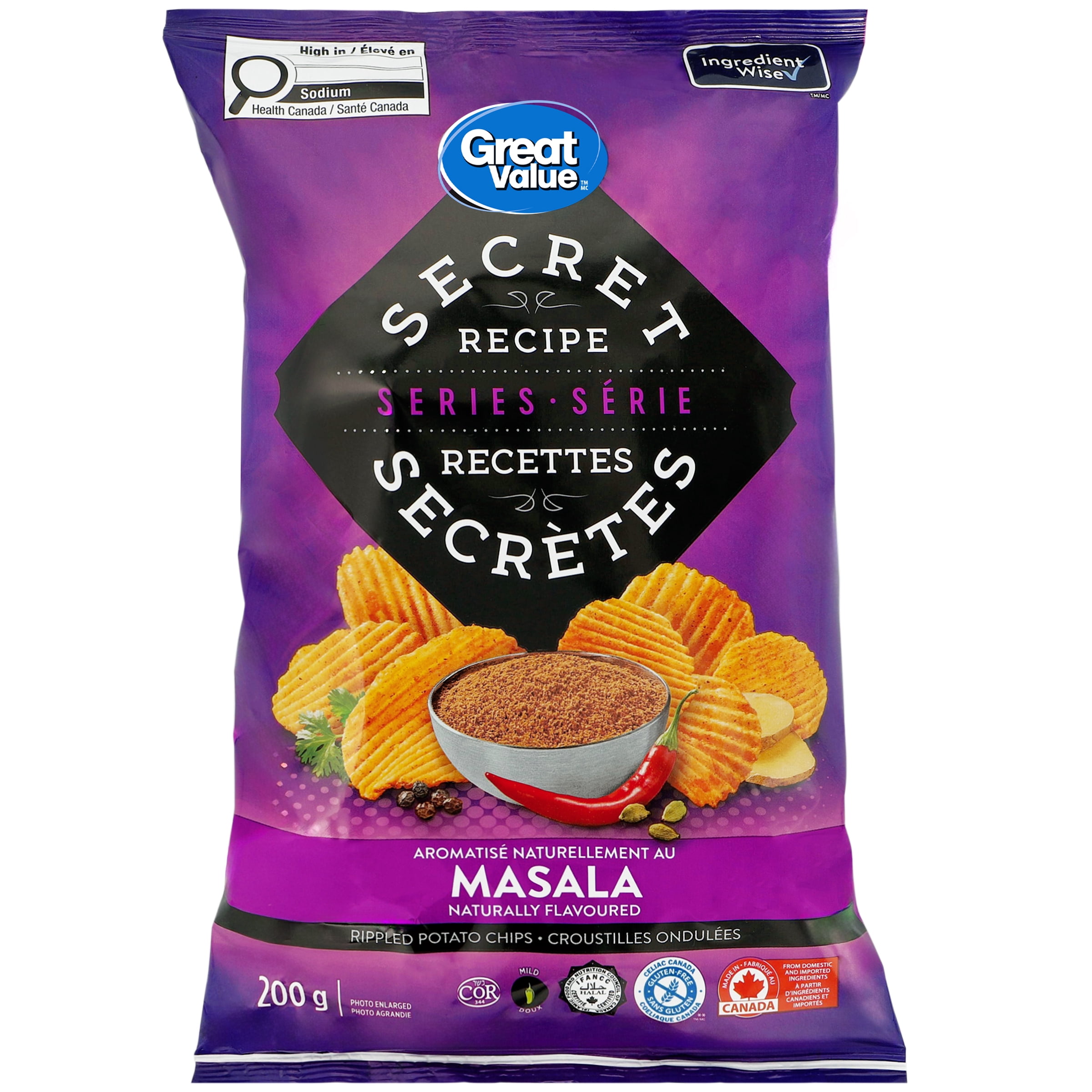 Great Value Secret Recipe Series Masala Naturally Flavoured Rippled Potato Chips