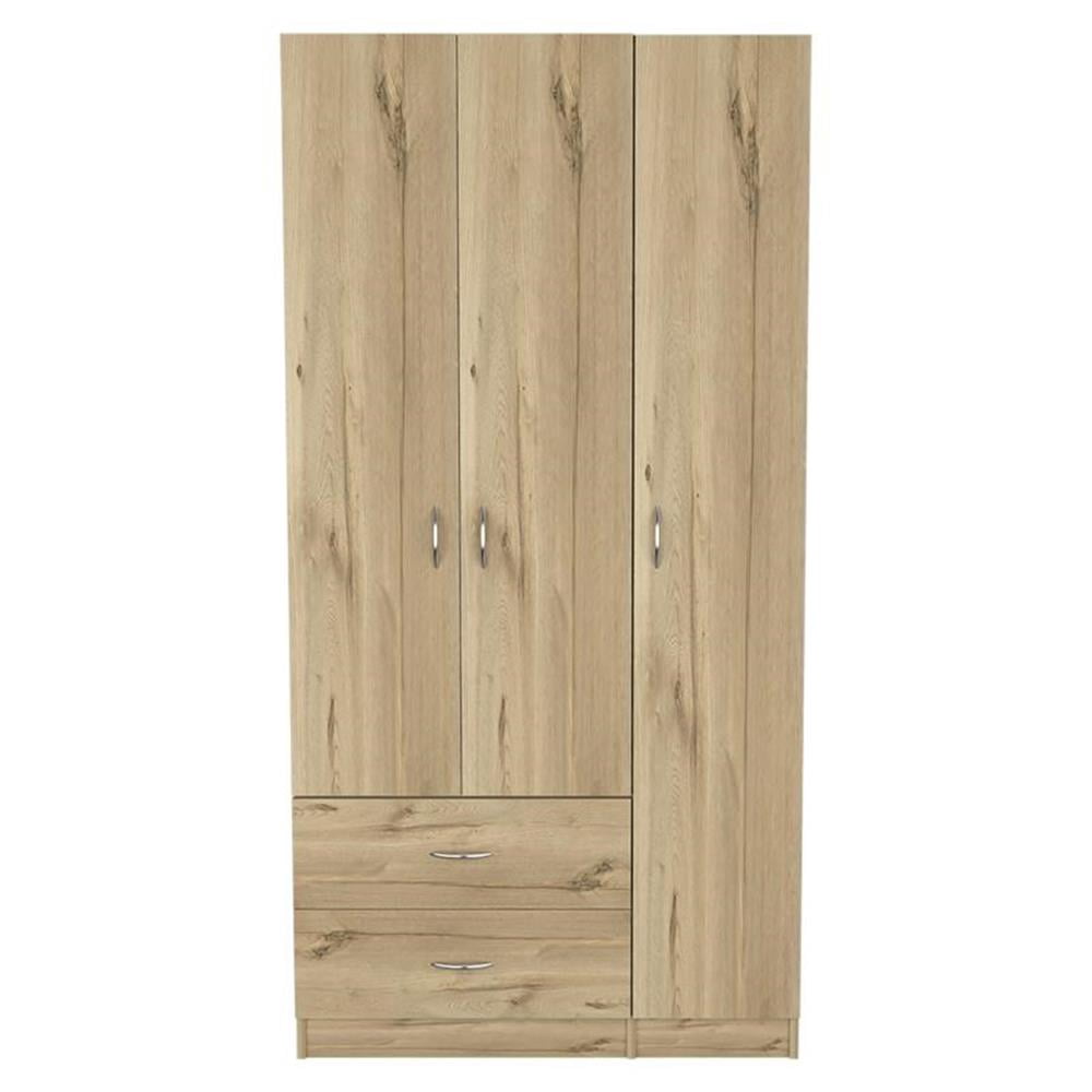 TUHOME Austral 3 Doors Armoire Engineered Wood Armoires in  Beige