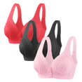 thumbnail image 1 of Timegard 3pc Wireless Bras for Women Front Closure Full Support Wide Strap Comfort Breathable Everyday Bra, 1 of 4