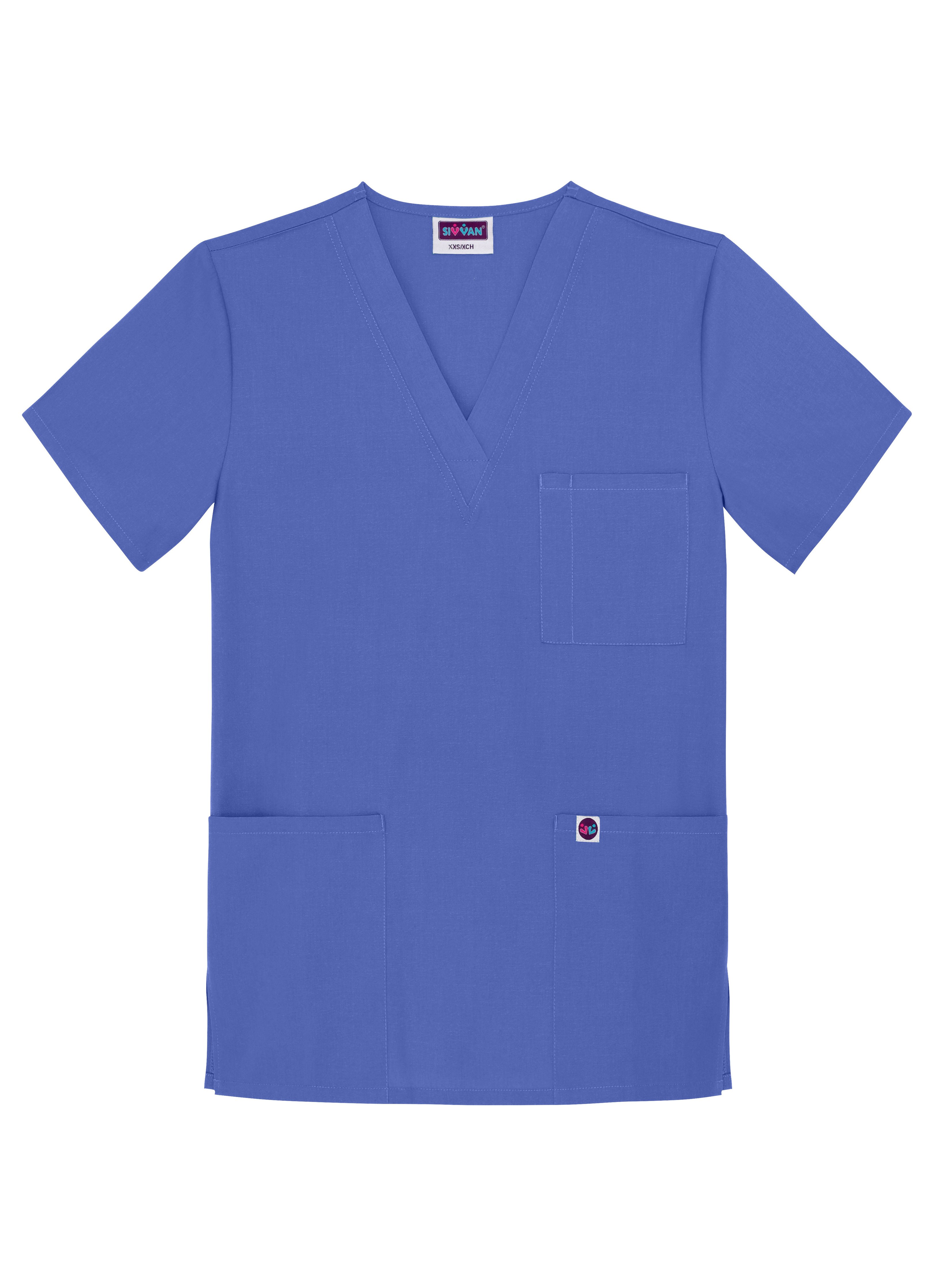 Sivvan Unisex Scrubs V-Neck 3 Pocket Top Available in 12 Colors