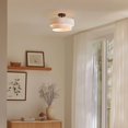 thumbnail image 2 of 2-Light Matte Black Semi-Flush Mount Ceiling Light with 2-Tier White Linen Shade, 2 of 9