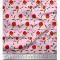 thumbnail image 1 of Soimoi Poly Georgette Fabric Leaves & Strawberry Fruits Printed Fabric 1 Yard 42 Inch Wide, 1 of 3