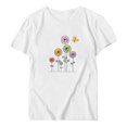 thumbnail image 3 of EQWLJWE Hauts d'Été pour Femmes Hauts pour Femmes Liquidation Femmes T-shirt Décontracté Imprimé Col Rond Manches Courtes Chandail Blouse Hauts, 3 of 4