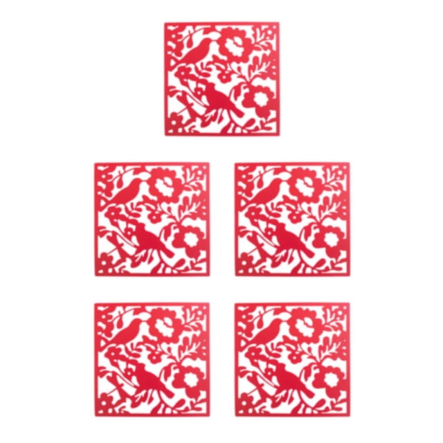 kurtrusly 4pcs Hanging Divider Screens Panel Decorative Room Separator For Hotel And Home Modern Lightweight And Durable PVC Red Bird Chart 5Set