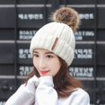 thumbnail image 4 of Women‘S Warm Solid Thicken Wool Hat Stripe Knit Windproof Cap, 4 of 6