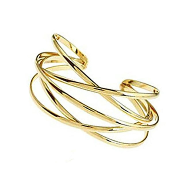1Pcs Bracelet Jonc pour Femmes, Bracelet à Grand Fil Ouvert, Bracelet de Poignet Doré, Bracelet Enveloppant