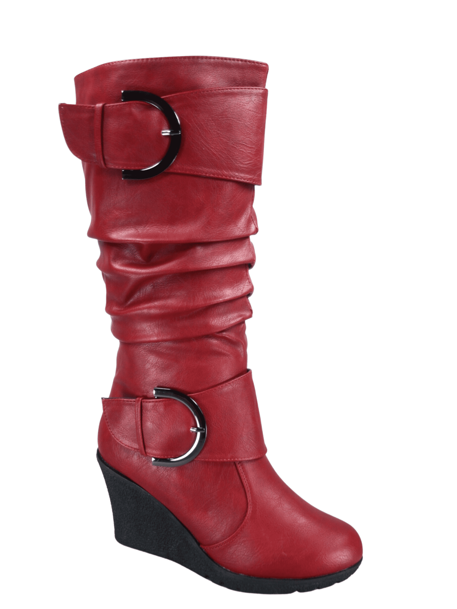 Bottes Mode pour Femmes à Fermeture Éclair Hauteur Genou, Talon Compensé Décontracté, Chaussures d'Hiver ( Rouge, 8)