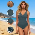 thumbnail image 2 of JMYHOAM One Piece Swimsuit Women Swimwear Women Solid Color Backless Strap Bikini Swimsuit Bikini Color Blocking Off-Shoulder Set, 2 of 8