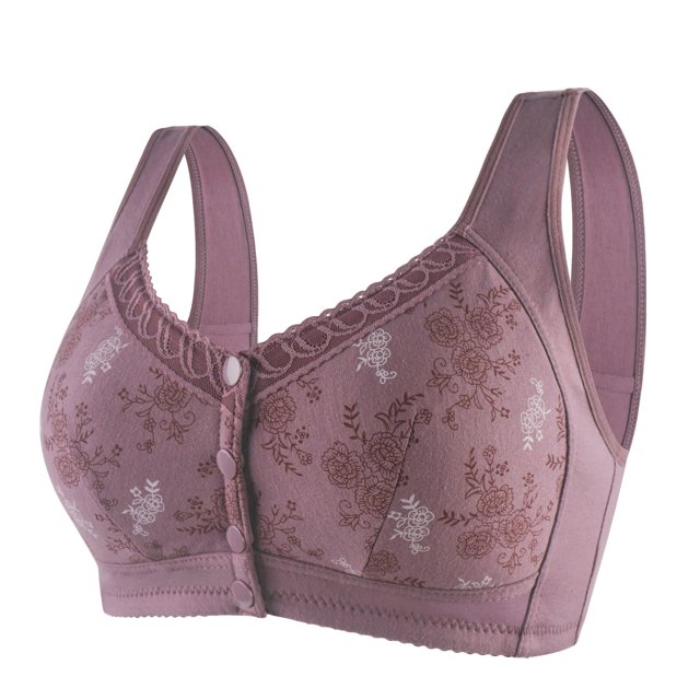 Kcodviy Women Lace Front Buckle Strapless Front Buckle Lift Bra Prints without Rims Vest Support Bras for Women Lace Plus Size Bra