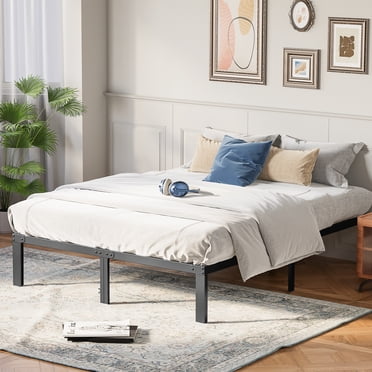 edx 14" High Queen Size Bed Frame Heavy Duty Metal Platform with Sturdy Steel Slat Support, Under Bed Storage, No Box Spring Needed