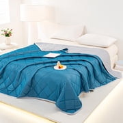 Btomtd Cool Feeling Silk Fiber Summer Comforter Summer Cooler Gift Comforter Conditioner Comforter Solid Color, Blue