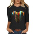 thumbnail image 1 of PEZHADA Blouses pour Femmes Manches 3/4 Mode Féminine Manches Trois-Quarts Col Rond Rétro Imprimé Hauts Amples Blouse Manches Trois-Quarts, 1 of 9