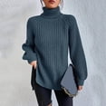 thumbnail image 4 of Yuyuzo Womens Winter Fall Sweater Solid Color Turtleneck Cable Knit Long Sleeve Sweaters Pullover Tops, 4 of 6