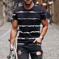 thumbnail image 2 of HKEJIAOI Chemise pour Homme Noir Blanc Décontractée en Spandex Rayée T-Shirts à Col Rond Basique Chandail Rayé Homme, 2 of 5
