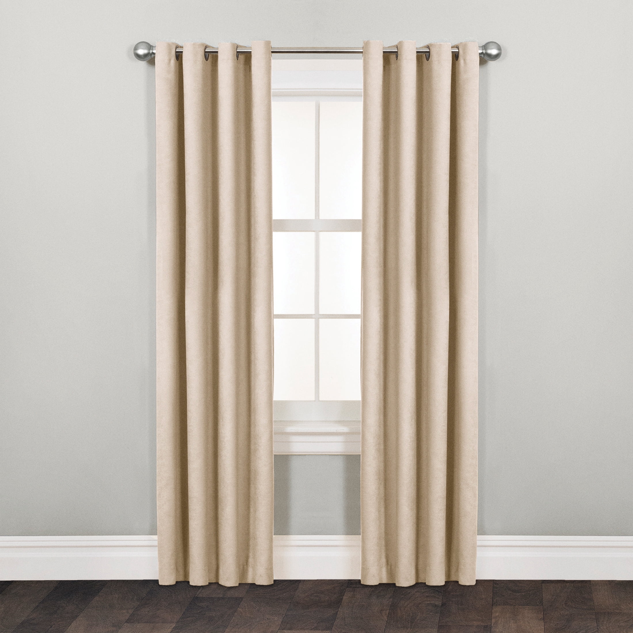 Mainstays Faux Silk Light-Filtering Grommet Window Curtain Panel, 54" x 84", Cream, 1 Panel