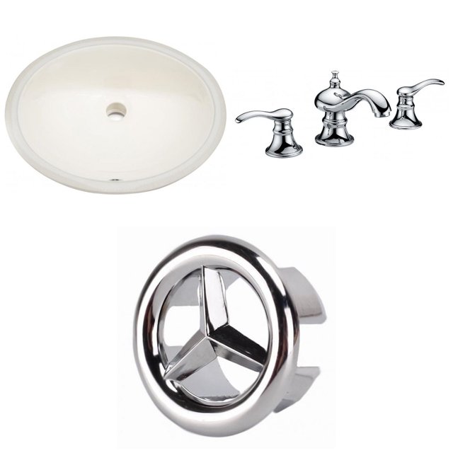 American Imaginations 19.75-in. W Oval Bathroom Undermount Sink Set In Biscuit - Chrome Hardware AI-26627