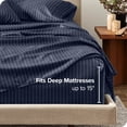 thumbnail image 4 of Bare Home Ultra-Soft Sheet Set - Premium 1800 Collection - Deep Pockets - 4-Pieces - Queen, Pinstripe - Midnight/White, 4 of 8