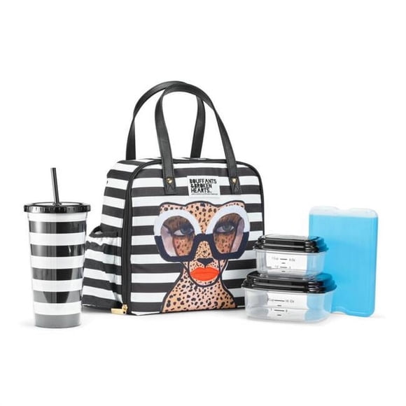 Fit & Fresh 2950BBHSC2970 Artist Collection Deluxe Lunch Kit, Black & White Stripes