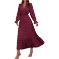 thumbnail image 2 of Gspmoly Robes pour Femmes, Robe à Manches Longues Décontractée à Col en V et à la Mode pour Femmes, Robes de Vacances pour Femmes Offres des Fêtes, 2 of 6