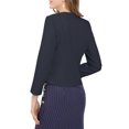 thumbnail image 3 of INSPIRE CHIC Junior's Open Front Zipper Collarless Solid Cropped Blazer, 3 of 5