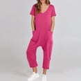 thumbnail image 2 of Yuyuzo Jumpsuits for Women Short Sleeve V Neck Rompers Wide Leg Cropped Pants Overalls with Pockets, 2 of 7