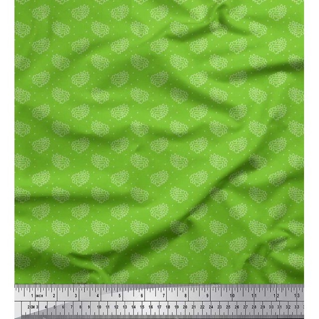 Soimoi polyester Crepe Fabric Dot & Paisley Decor Fabric Printed Yard 42 Inch Wide