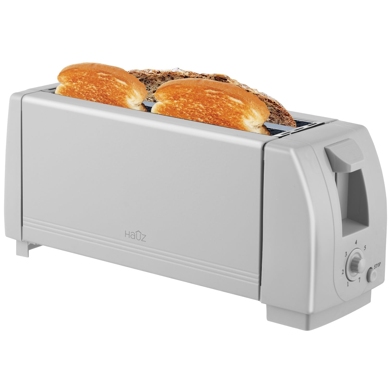 Hauz - 4 Slice Toaster, 7 Browning Levels, Compact Design, Grey