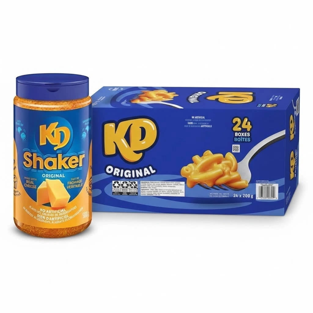 Kraft Dinner Original Macaroni and Cheese, 200 g- 24 PACK + BONUS KD Shaker
