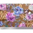 thumbnail image 3 of Soimoi Brown Modal Satin Fabric Leaves & Floral Fabric Prints by Yard 42 Inch Wide, 3 of 3