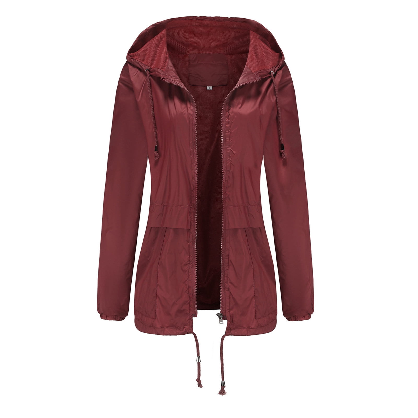 Dvkptbk Veste à Capuche pour Femmes, Veste de Pluie Unie, Vestes d'Extérieur, Imperméable à Capuche, Coupe-Vent, en Liquidation