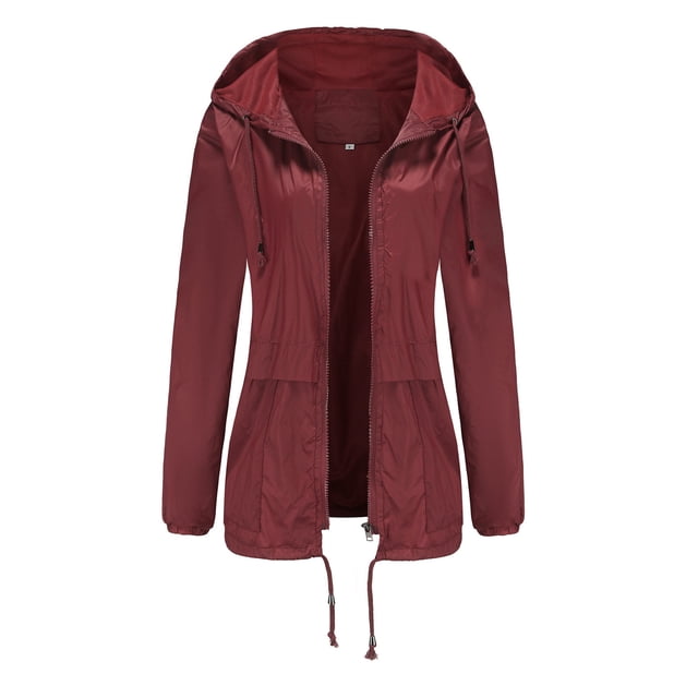 Dvkptbk Veste à Capuche pour Femmes, Veste de Pluie Unie, Vestes d'Extérieur, Imperméable à Capuche, Coupe-Vent, en Liquidation