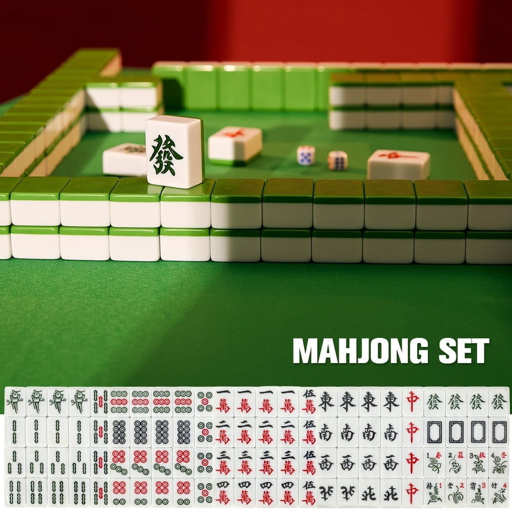 Ensemble Mahjong Chinois Portable – 144 Pièces Mélamine 3x2,25 Cm – Voyage – 2-4 Joueurs