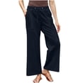 thumbnail image 1 of Timegard Pants for Women Plus Size Drawstring Waist Straight Leg Lightweight Casual Loose Trousers, 1 of 6