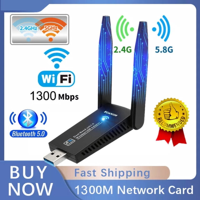 Mise à Niveau Sans Effort, Adaptateur USB WiFi AC1300Mbps, Adaptateur Réseau Double Bande 5G/2.4G avec Antennes Réglables pour Design Flexible, Compatible avec Systèmes Windows 11/10/8/7/Vista/XP
