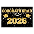 thumbnail image 2 of Graduation Decorations 2026 Set Black Gold, Congrats Grad Decor Set with Banner Backdrop Porch Sign,Hanging Swirls Honeycomb Centerpieces Balloons for Grad Party Decorations, 2 of 8