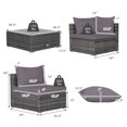 thumbnail image 4 of Costway 7PCS Patio Rattan Furniture Set Sectional Sofa Cushioned Garden Grey, 4 of 9
